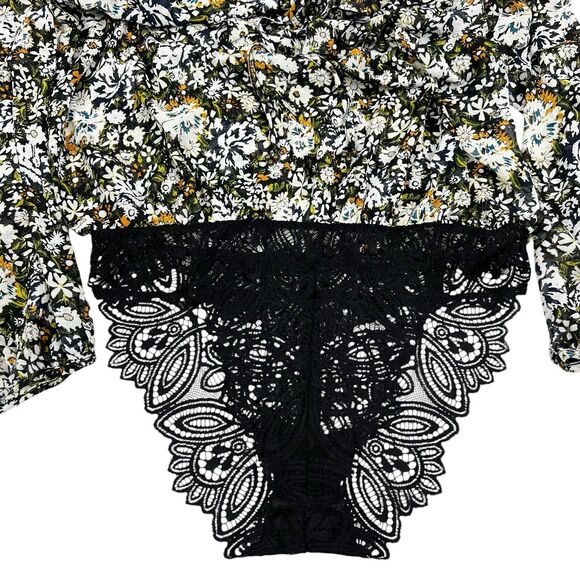 Intimately Free People Say It To Me Floral Ruffled Lace Bottom Bodysuit Large - Picture 6 of 11